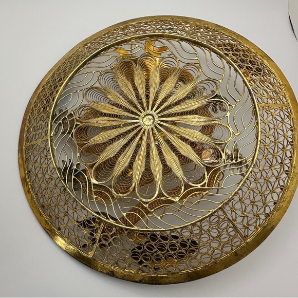 Golden Blue Dragon Wall Piece Chinese cloisonne copper filligre intricate design - Picture 7 of 15